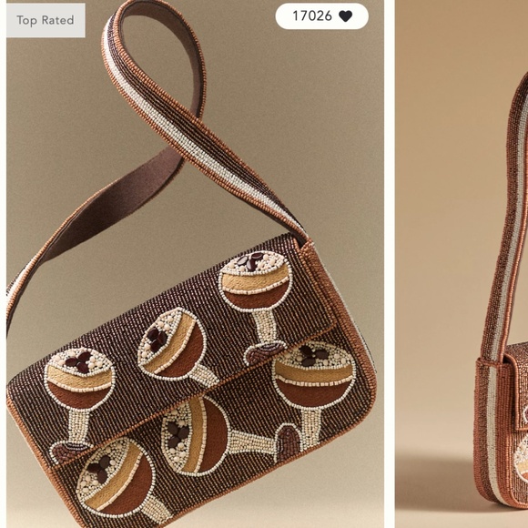ANTHROPOLOGIE- The Fiona Beaded Bag: Espresso Martini Edition - Picture 1 of 5